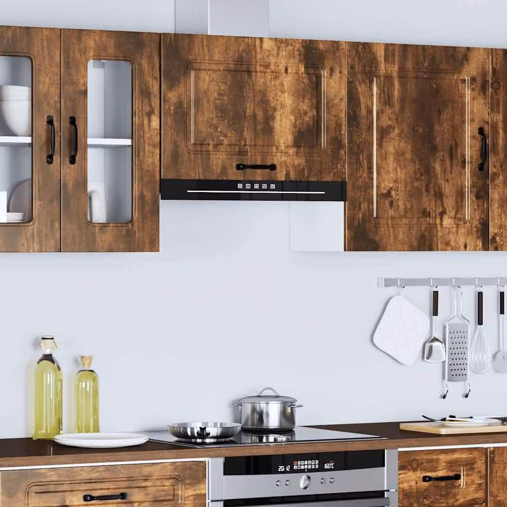 Berkfield Home Kalmar Wall Mounted Kitchen Cabinet in Smoked Oak Brown Engineered Wood – 3