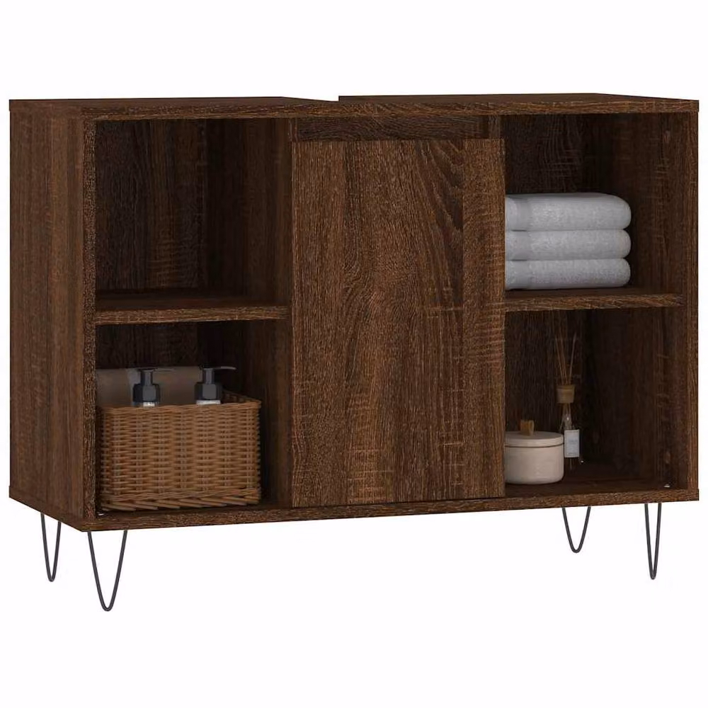 Berkfield Home Brown Oak Bathroom Cabinet W/D/H: 80 x 33 x 60 cm – 2