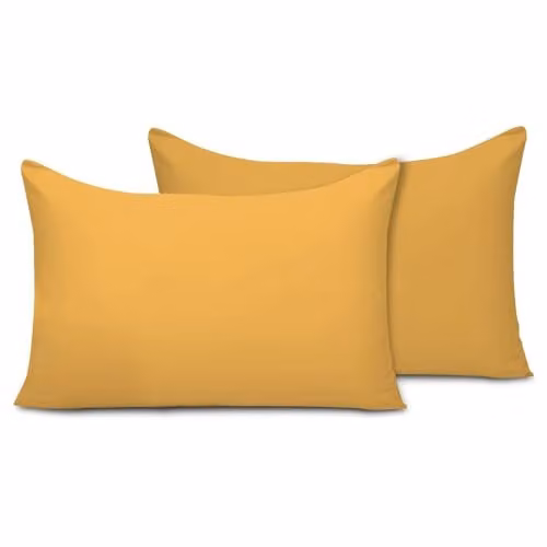 Pamposh Gold Microfibre Pillow Cases, Pack of 2, Breathable Envelope Closure – 1