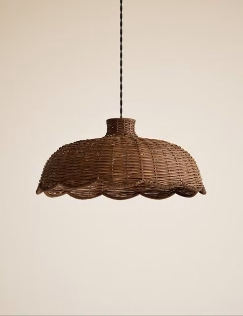 M&S Brown Scallop Rattan Dome Lampshade