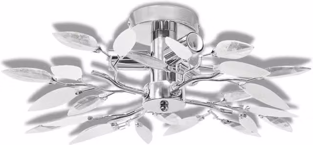 Berkfield Home Modern Ceiling Lamp in White and Transparent Crystal with Chrome Metal Accents, 3 x E14 Bulbs – 1