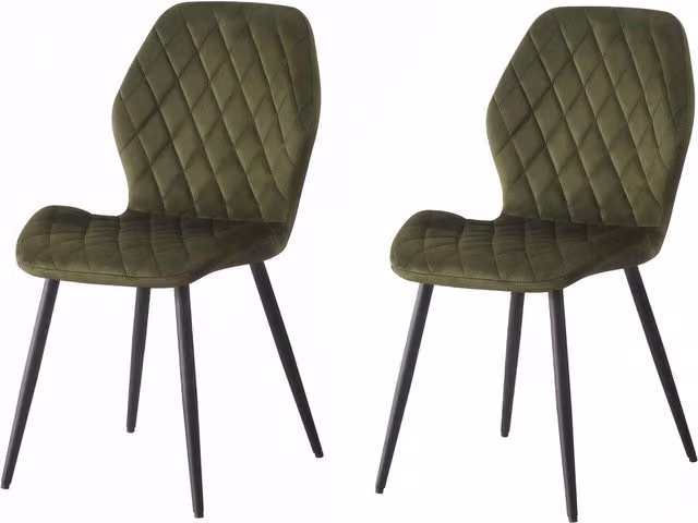 SONARA Modern Velvet Dining Chairs Set of 2 with Ergonomic Curved Backrest in Green and Black