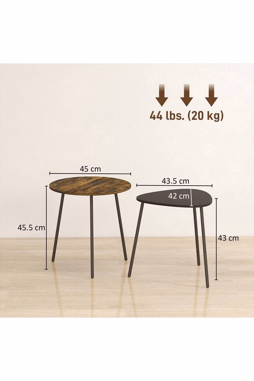 ERGOVEXA Nesting Side Table Set of 2, Rustic Brown – 2