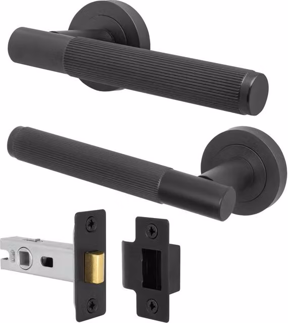 AFIT Matt Black Aluminium Internal Door Handle and Latch Set