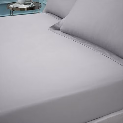 Bianca 180 Thread Count Egyptian Cotton Single Fitted Sheet in Silver Grey, W/D/H: 90 x 190 x 34 cm