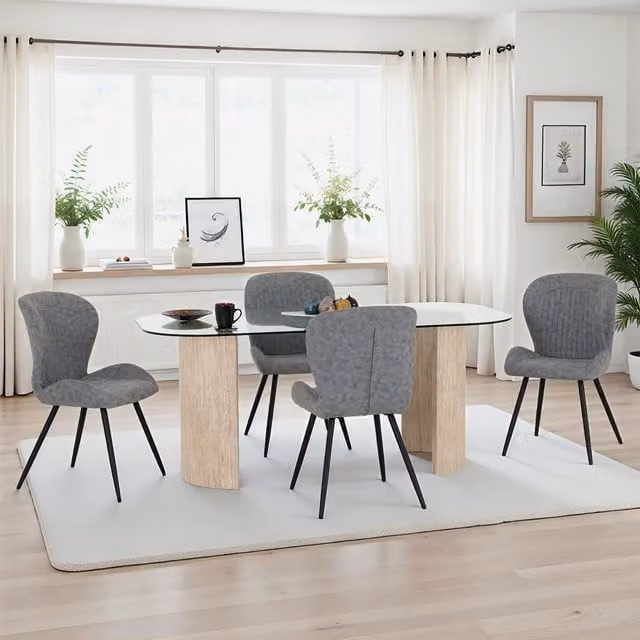 Seconique Modena Oval Glass Dining Set with Grey Quebec Chairs
