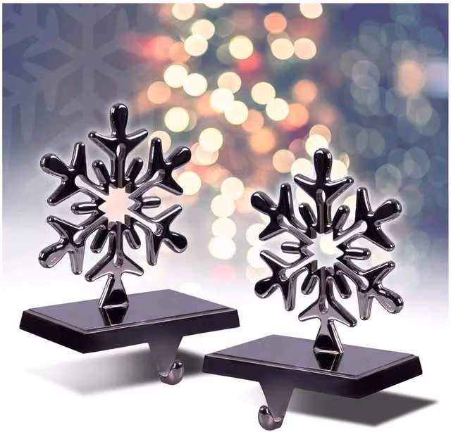 Netagon Set of 2 Silver Metal Christmas Stocking Holders for Tabletop