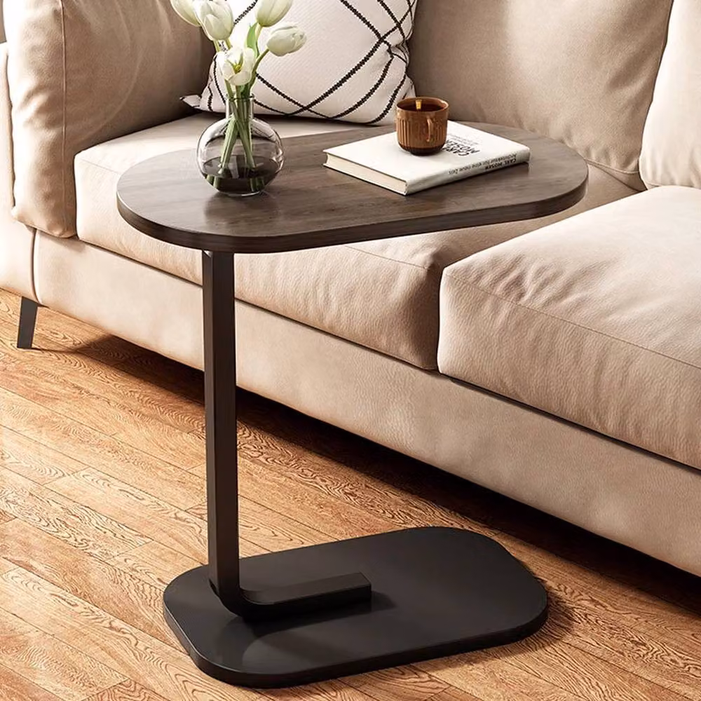 Hinsinc Black Walnut C-shaped Sofa Side Laptop Table in Brown – 5