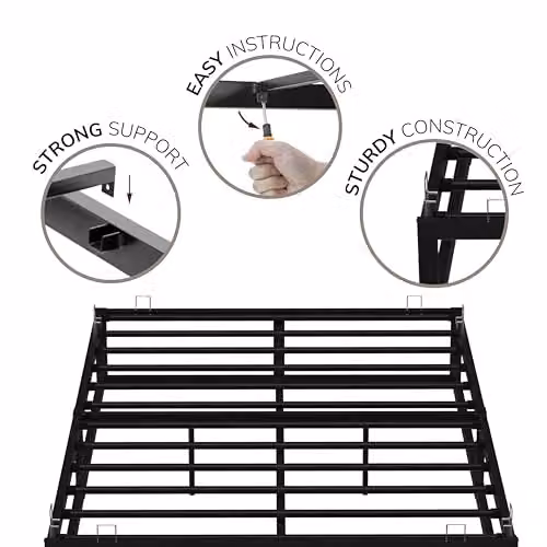 House Of Home Black Metal Platform Double Bed Frame with Under Bed Storage Space, W/D/H: 140 x 200 x 25 cm – 4