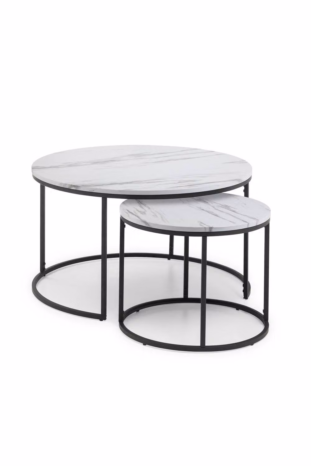 Julian Bowen Bellini Round Nest of 2 Coffee Tables in White and Black – 3