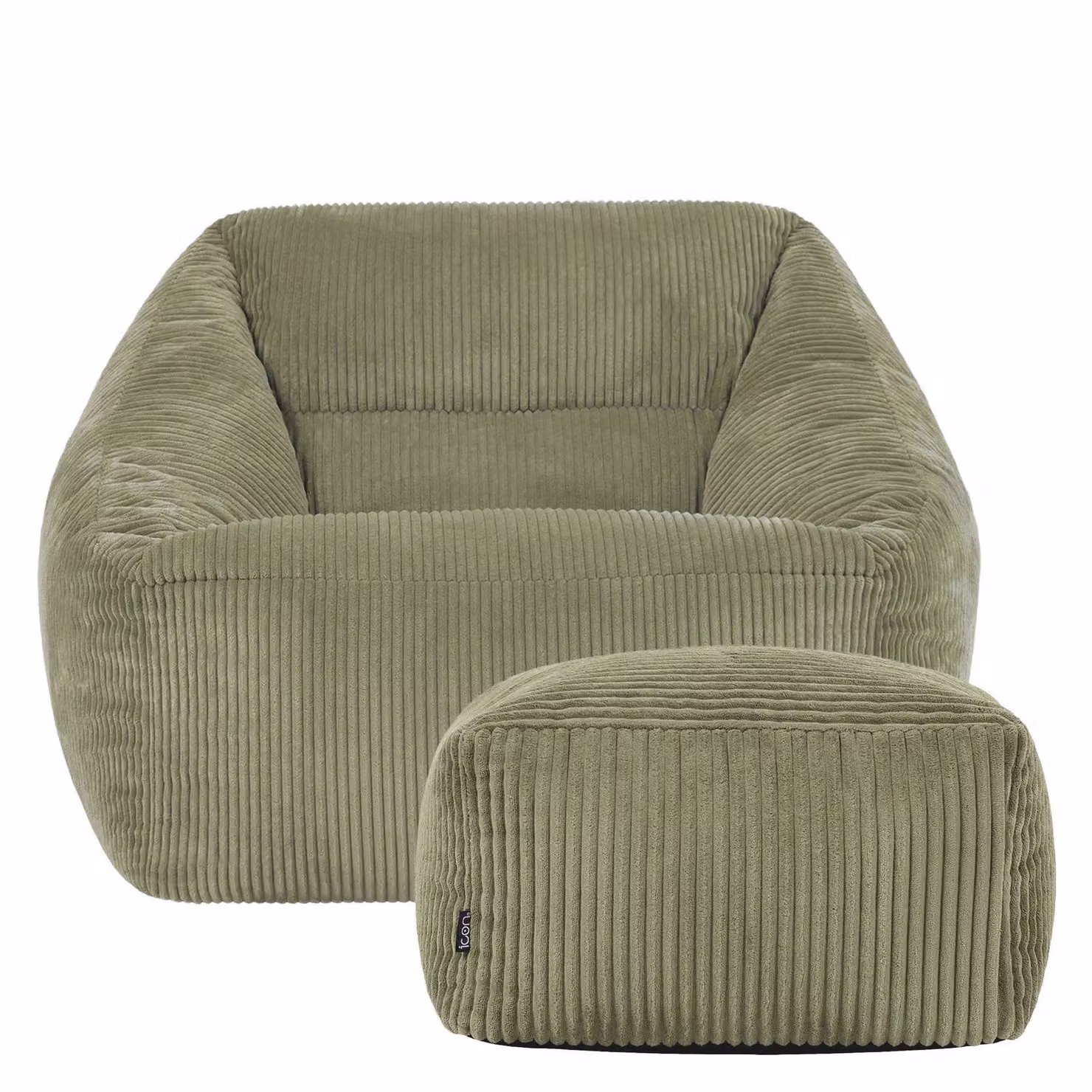 icon Natalia Cord Bean Bag Chair and Footstool Bundle in Green – 4