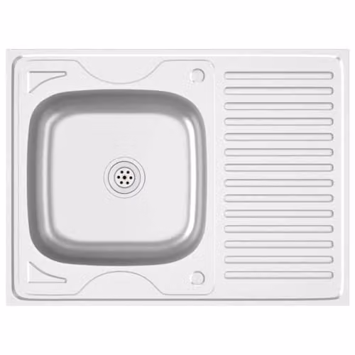 vidaXL Reversible Stainless Steel Kitchen Sink with Drainer Set, Silver, W: 80.0 cm, D: 60.0 cm, H: 15.5 cm – 1