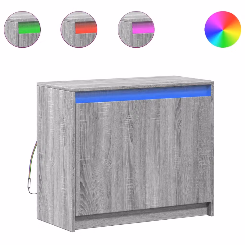 Berkfield Home Modern Grey Sonoma Sideboard with Integrated LED Lighting, W/D/H: 72 x 34 x 61 cm – 2