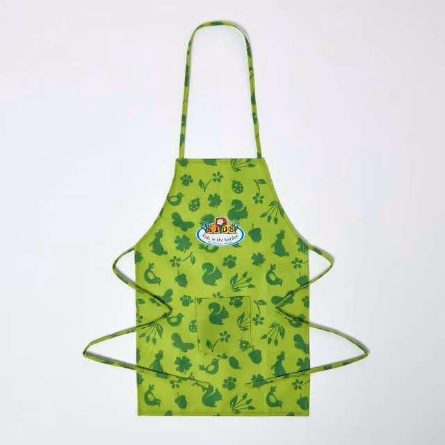 Homescapes Childrens Gardening Apron in Green Floral Design