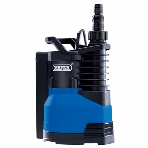 Draper 750W Portable Submersible Electric Water Pump with Integrated Float Switch and Thermal Overload Protection, Max Flow 12960 l/h, Black and Blue