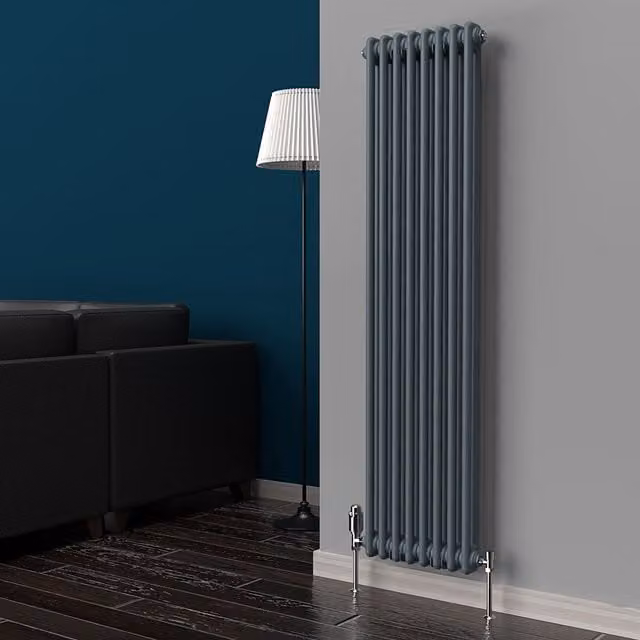 Lux Heat Vertical Coloured Column Radiator in Slate Grey, H 150 cm x W 38 cm