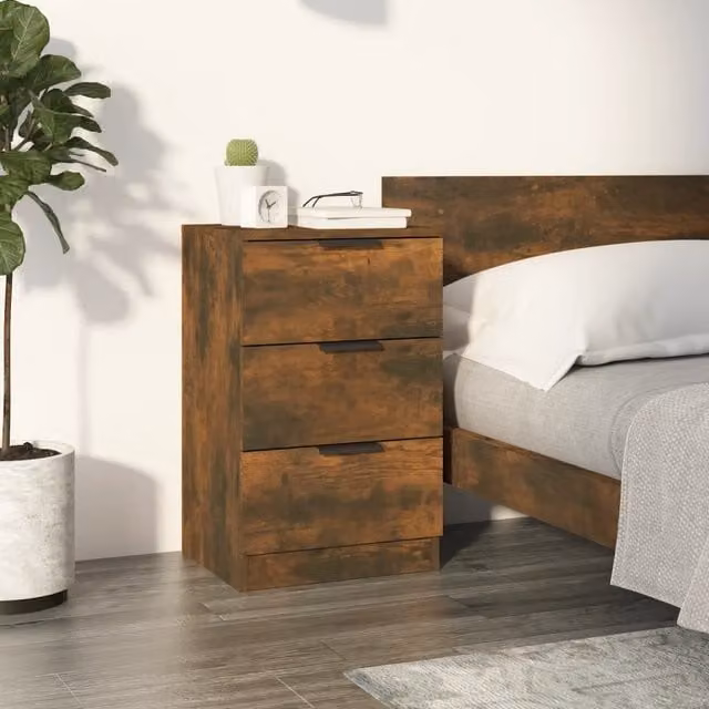 Berkfield Home Smoked Oak Bedside Cabinet in Brown, W/D/H: 40 x 36 x 65 cm – 1