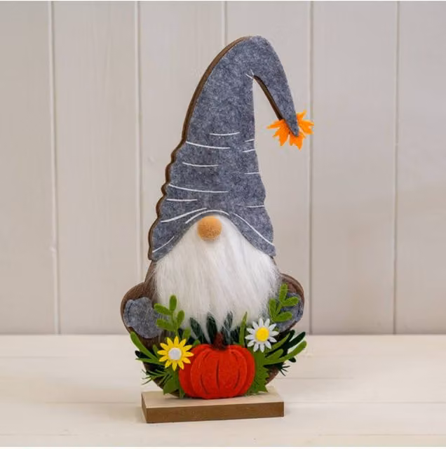 KDMD Autumnal Felt Gonk with Orange Pumpkin in Grey