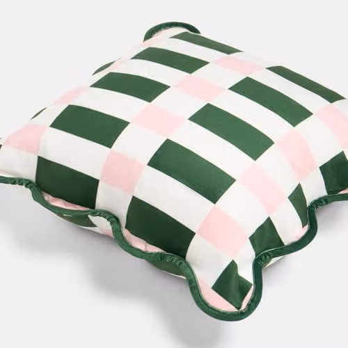 OHS Velvet Scallop Edge Cushion Covers in Green and Pink – 4