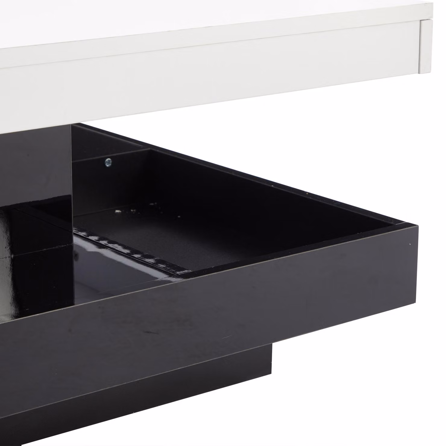 Aosom UK Contemporary Round Coffee Table with Rotating Top and Large-Capacity Lower Shelf, Black and White, W: 70 cm, D: 70 cm, H: 36 cm – 7