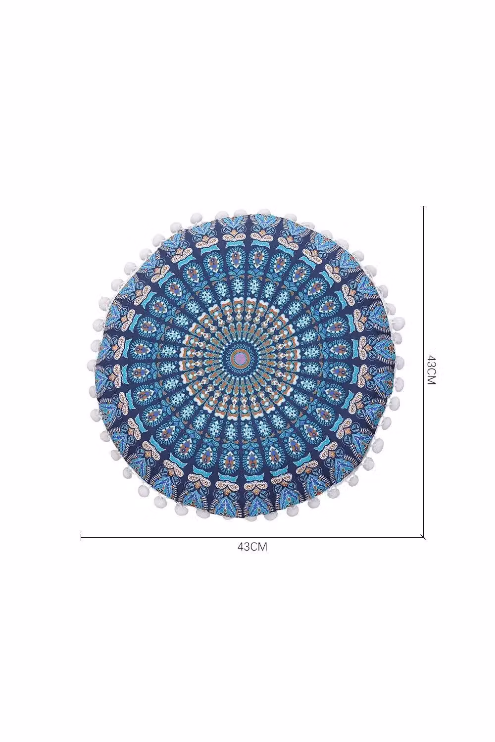 H&O Direct Decorative Ethnic Round Throw Pillow Cover in Blue, W/D/H: 43 x 43 cm – 2