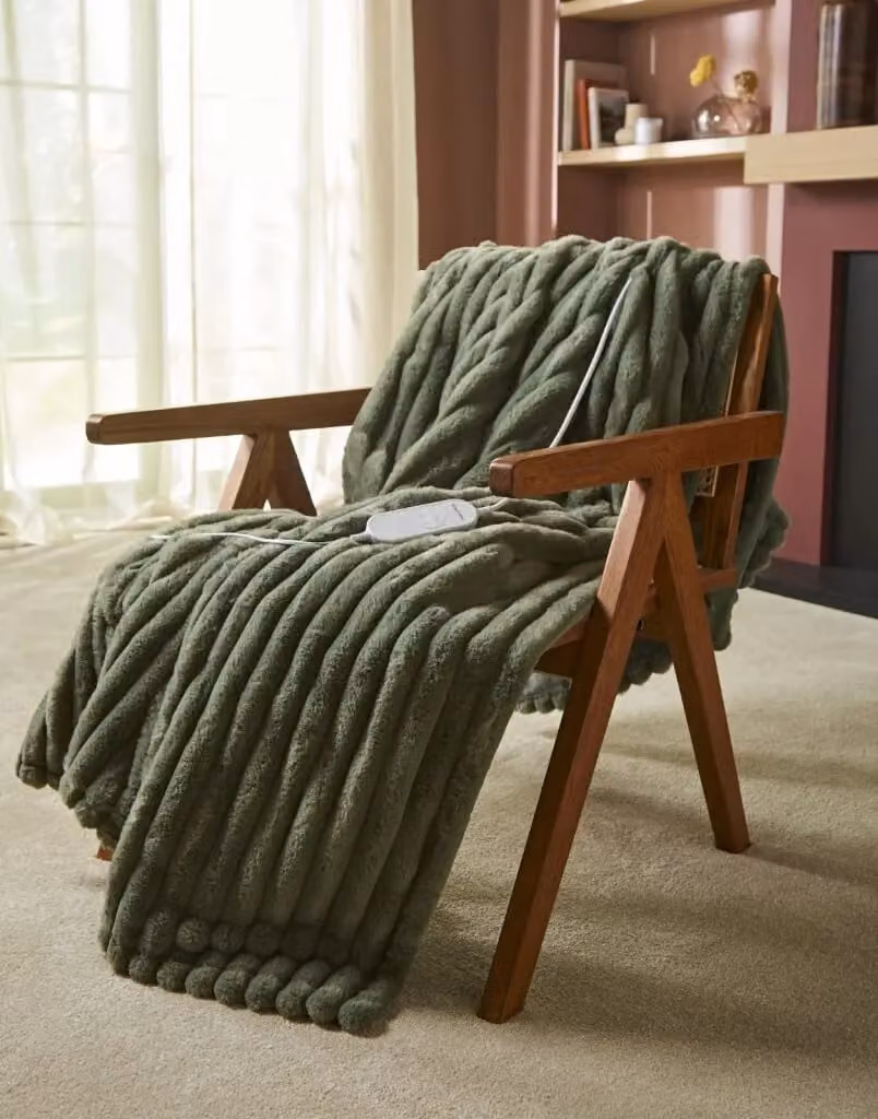 Morphy Richards EverCosy Luxury Striped Fleece Electric Heated Throw, Green, W/D: 160 x 130 cm – 4