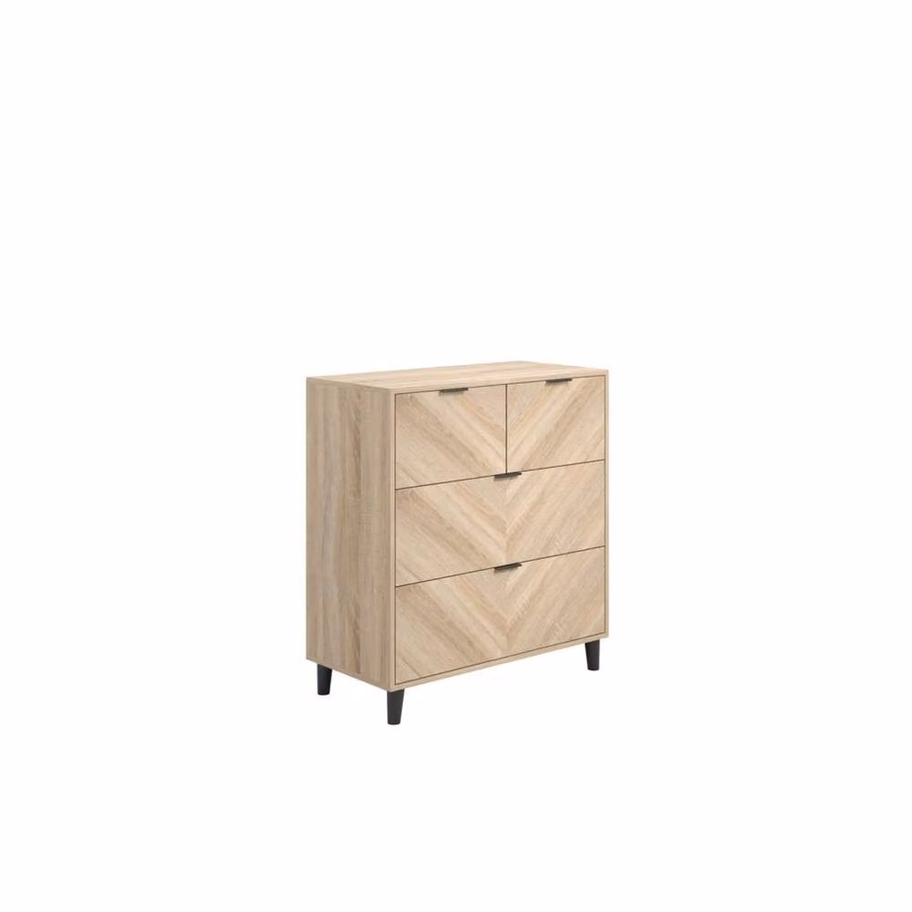 Wyld Haus Skerries Chevron 4 Drawer Chest in Natural Oak – 2