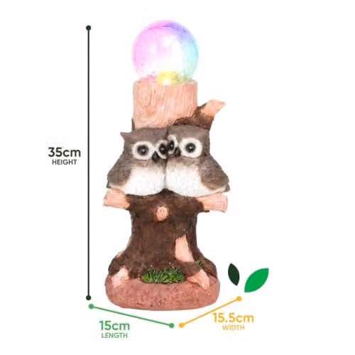 Gardenwize Solar Owl Crackle Ball Light with Colour Changing LED in Brown and Multicolour – 6