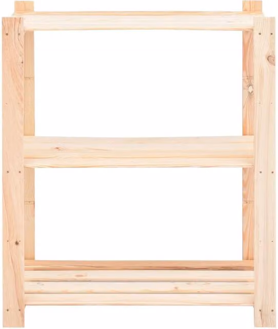 Berkfield Home 3-Tier Solid Pinewood Storage Rack in Beige, W/D/H: 80 x 38 x 90 cm
