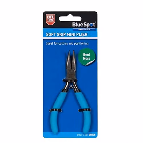 Blue Spot 08505 Mini Bent Nose Long Nose Pliers in Blue Steel