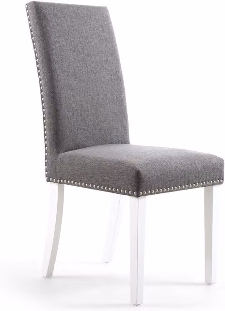 Shankar Pair of Grey Polyester Fabric Dining Chairs with Rubberwood Legs