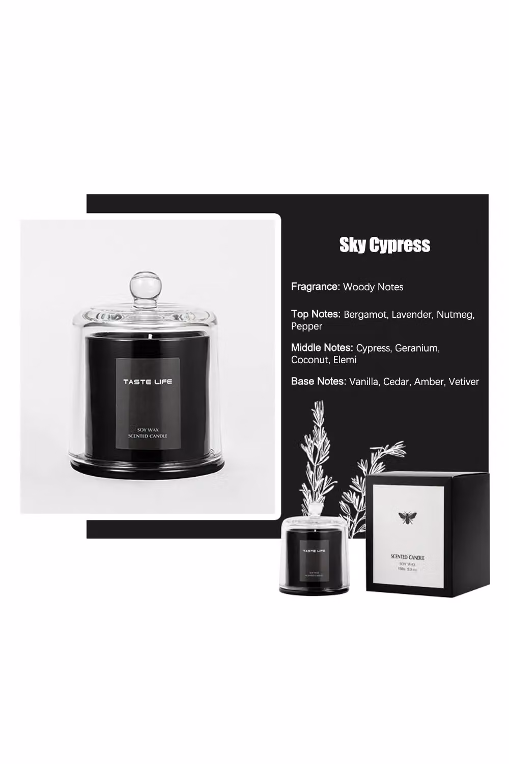 SHEONLY Sky Cypress Soy Wax Scented Candle in a Black Bell Shaped Glass Cup – 2