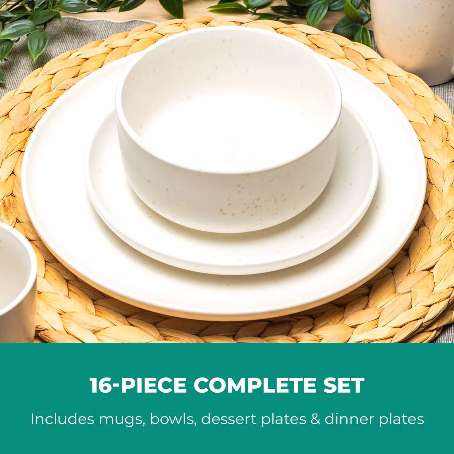 Royalford 16 Piece White Stoneware Dinner Set, Microwave and Dishwasher Safe – 2