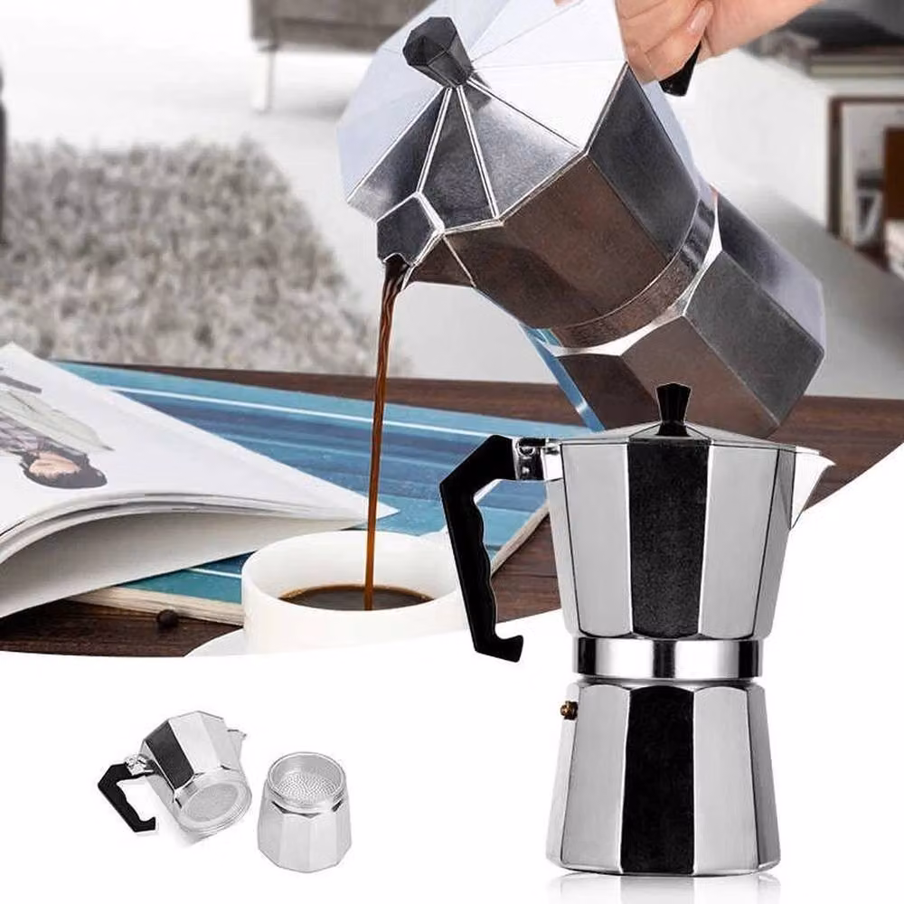VOGREX Stainless Steel and Aluminium Stovetop Coffee Maker, 450ml, Silver – 3