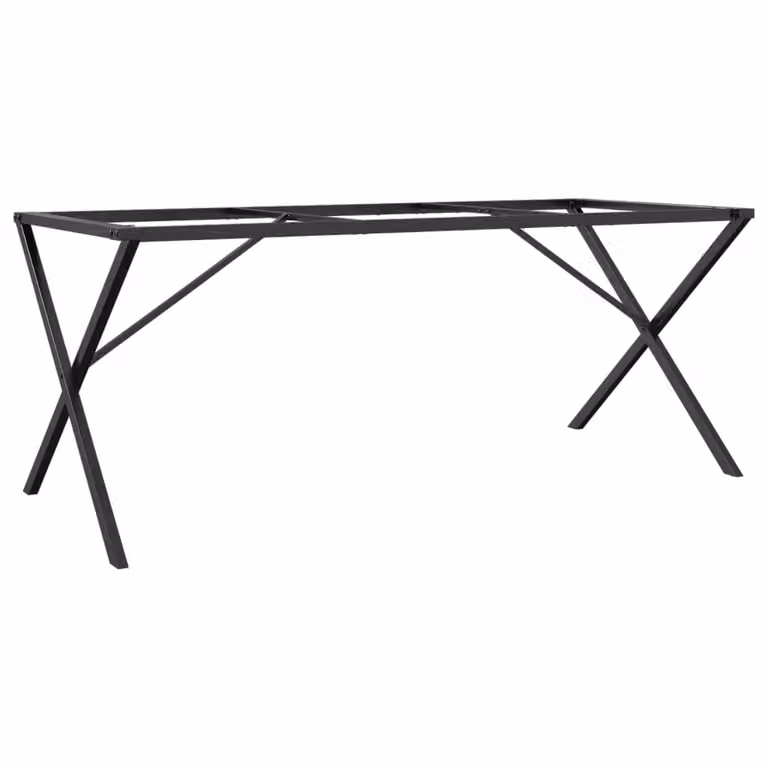 Berkfield Home X-Frame Dining Table Legs in Black Steel, W: 160 cm, D: 80 cm, H: 73 cm
