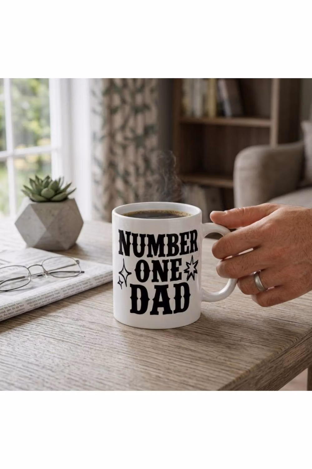 Dyzi Number One Dad Ceramic Coffee Mug in White – 2