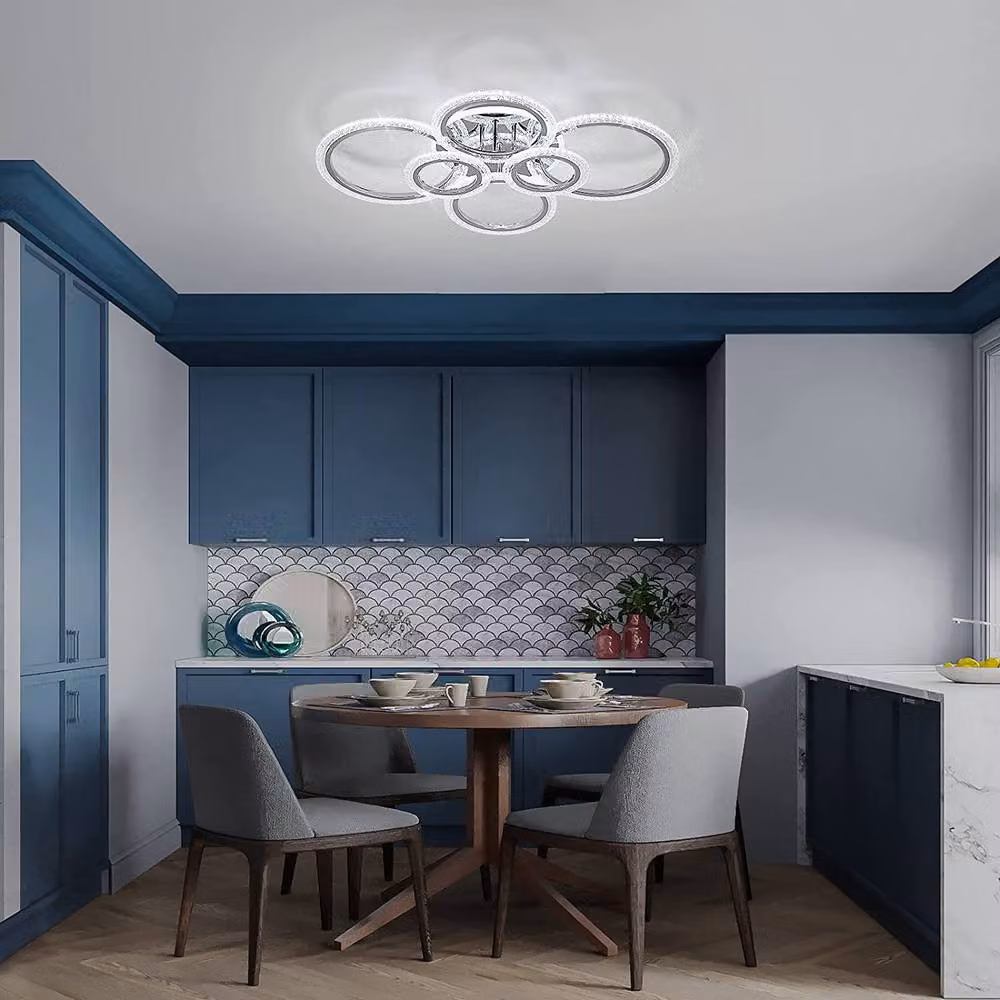 NIVOR 76W LED Dimmable 6 Ring Ceiling Chandelier in Silver – 3