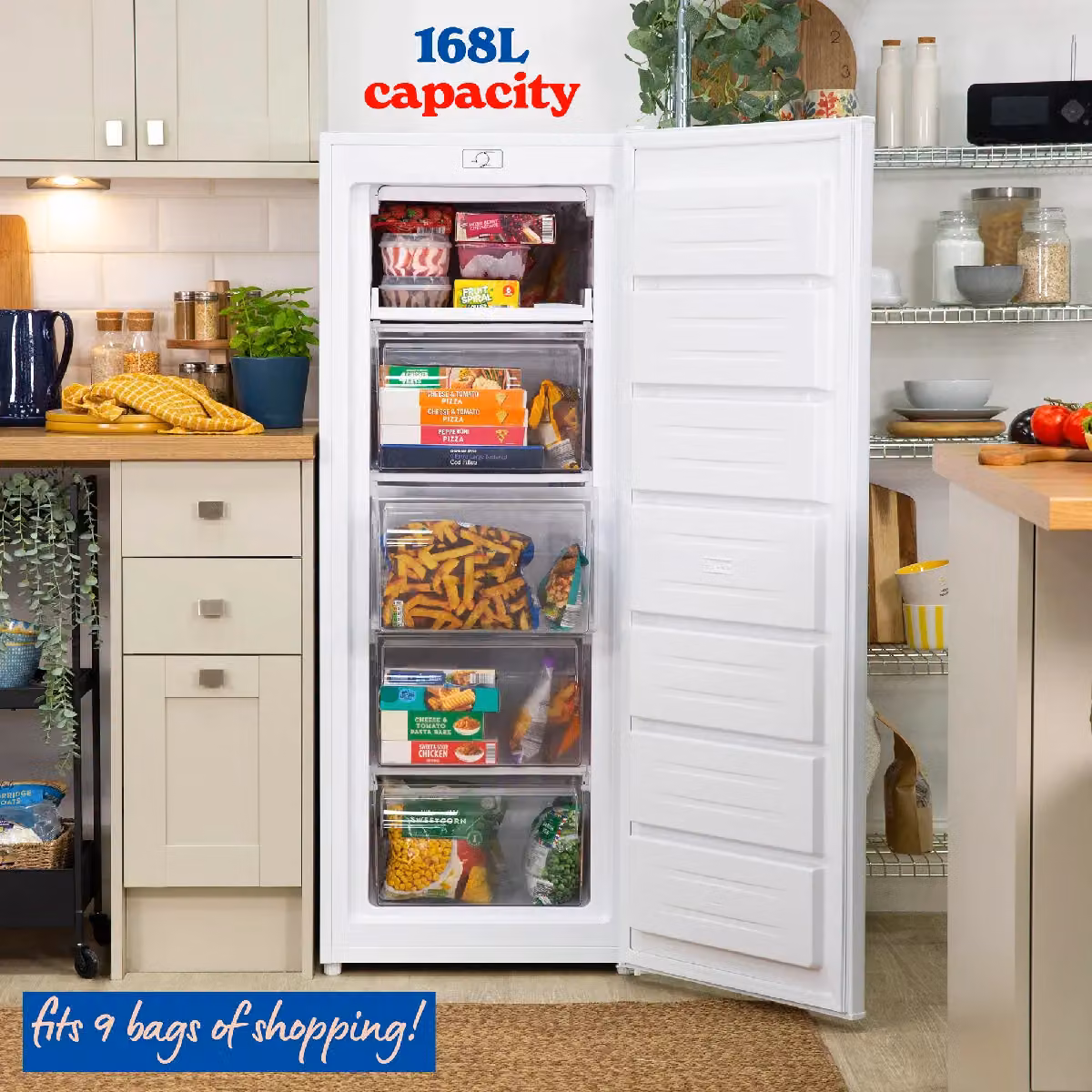 Russell Hobbs Freestanding Upright Tall Freezer, 168L, White, H: 143 cm – 4