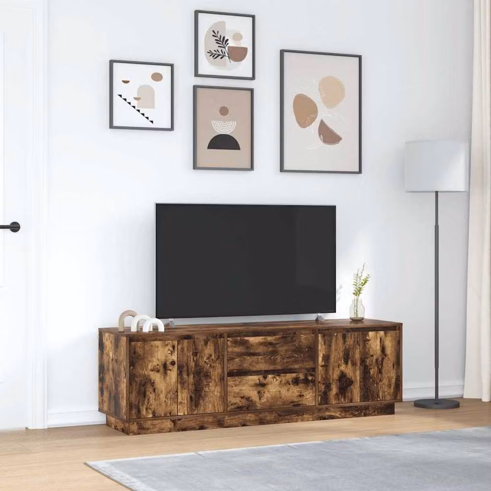 Berkfield Home TV Cabinet with LED Lights in Smoked Oak Brown, W: 160.5 cm, D: 41 cm, H: 50 cm – 4