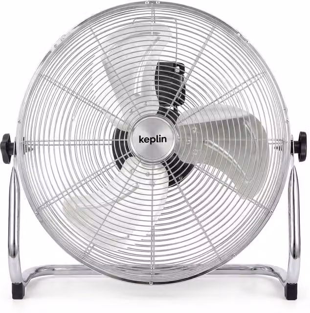 KEPLIN Heavy Duty Floor Fan in Black and Silver with 3 Speeds and Adjustable Head, Diameter: 50 cm