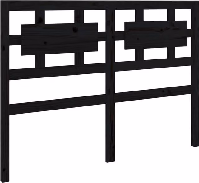 Berkfield Home Black Rustic Solid Pine Wood Bed Headboard, W: 125.5 cm, D: 4 cm, H: 100 cm