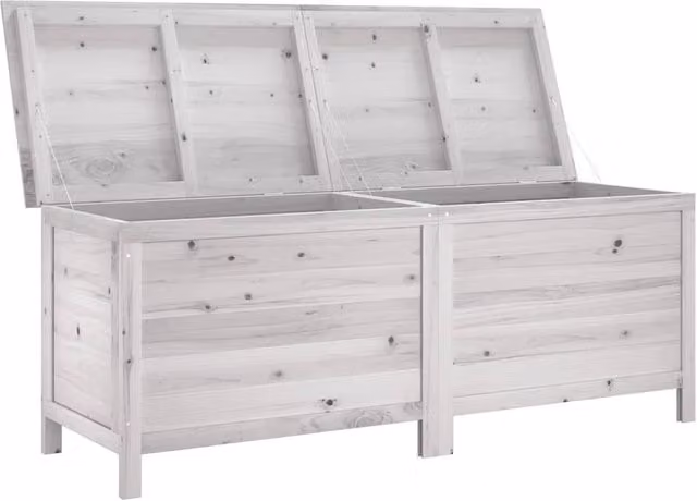 Berkfield Home White Solid Wood Garden Storage Box W/D/H: 150 x 50 x 56.5 cm