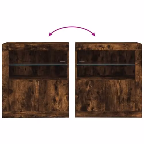 vidaXL Modern Sideboard with Integrated LED Lights in Smoked Oak, W/D/H: 60.5 x 37 x 67 cm – 4