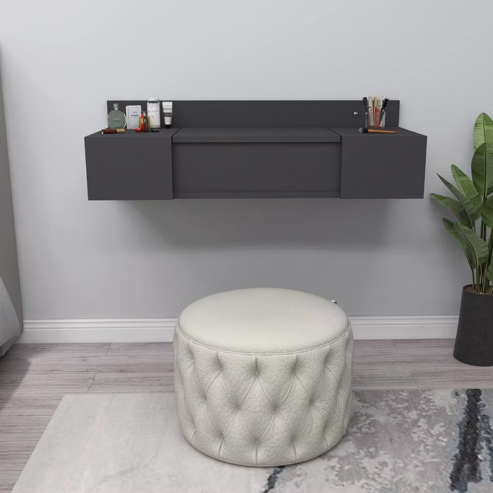 Destina Home Bertus Wall Mounted Makeup Vanity Table with Mirror and Storage in Anthracite Grey, W/D/H: 100 x 39.1 x 33 cm – 3