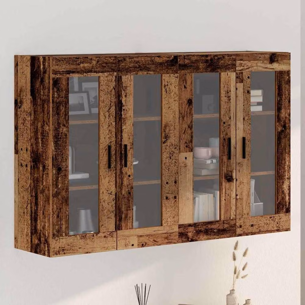 Berkfield Home Set of 2 Wall Mounted Cabinets in Brown Old Wood, W: 69.5 cm, D: 34 cm, H: 90 cm – 2