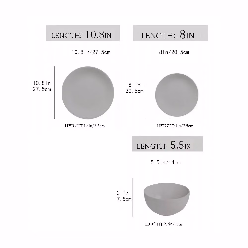 Simpa 12 Piece Grey Glazed Ceramic Stoneware Dinner Set – 4