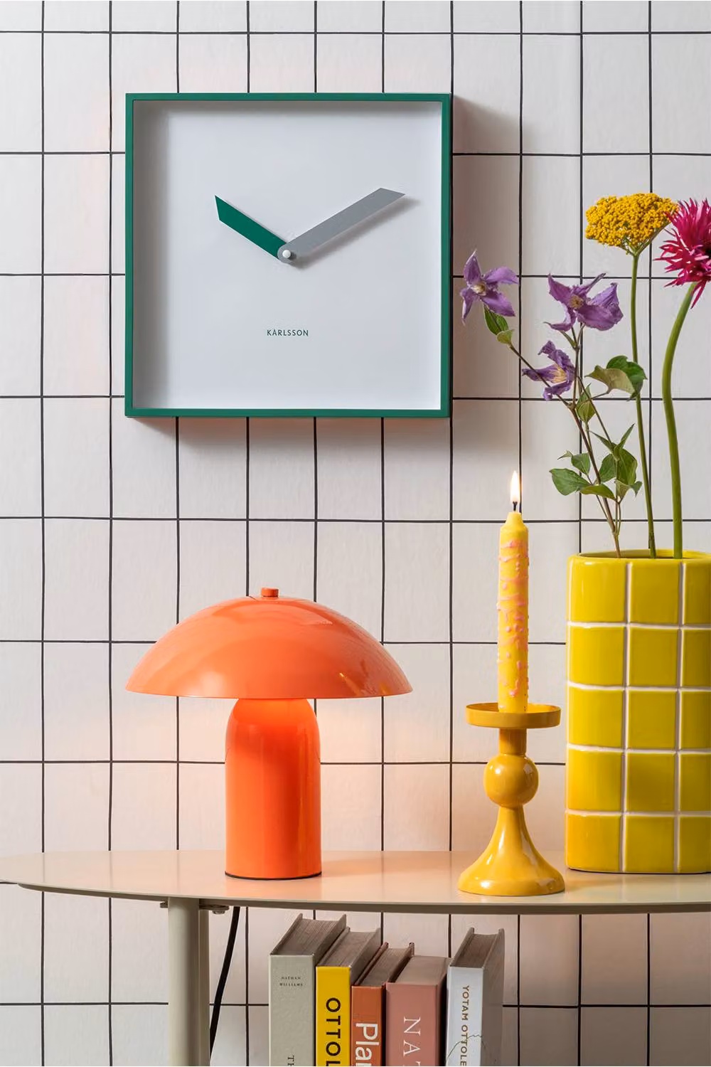 Present Time Karlsson Retro Geometric Analog Wall Clock in Green – 2
