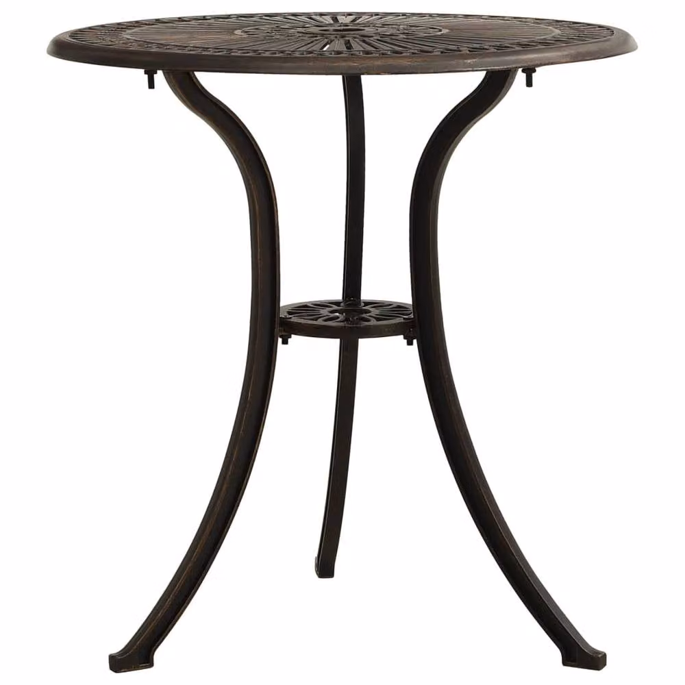 Berkfield Home Round Garden Table in Brown Cast Aluminium W/D/H: 62 x 62 x 65 cm – 2