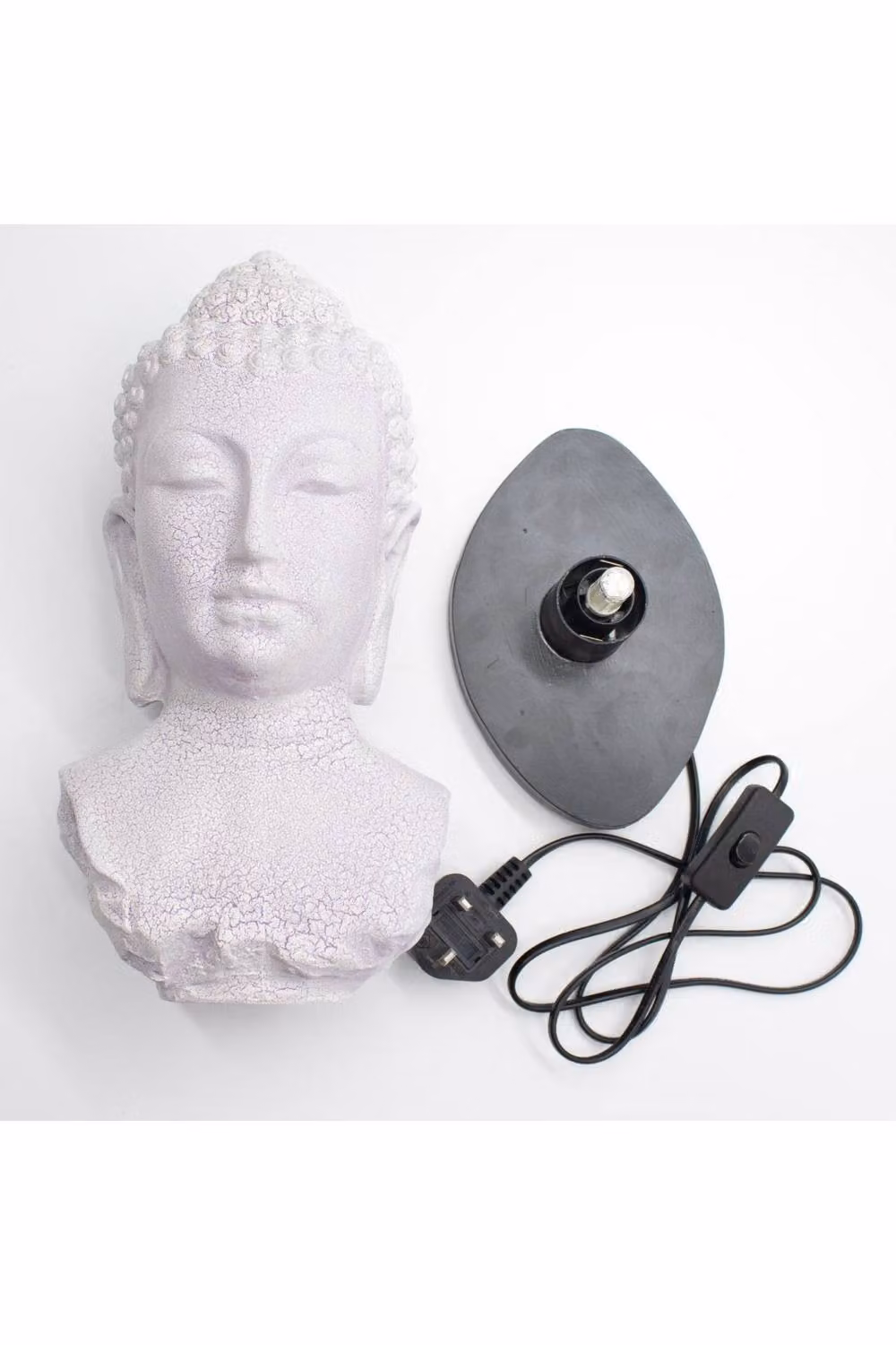 KDMD Lavender Crackle Buddha Bust Table Lamp with Oval Base in Off-White and Lavender – 3