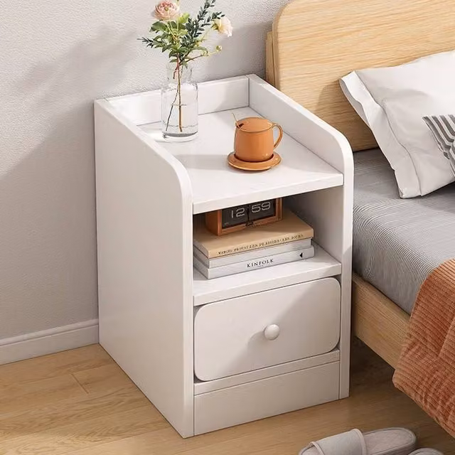 EONLION Modern 1 Drawer Wood Bedside Table in White